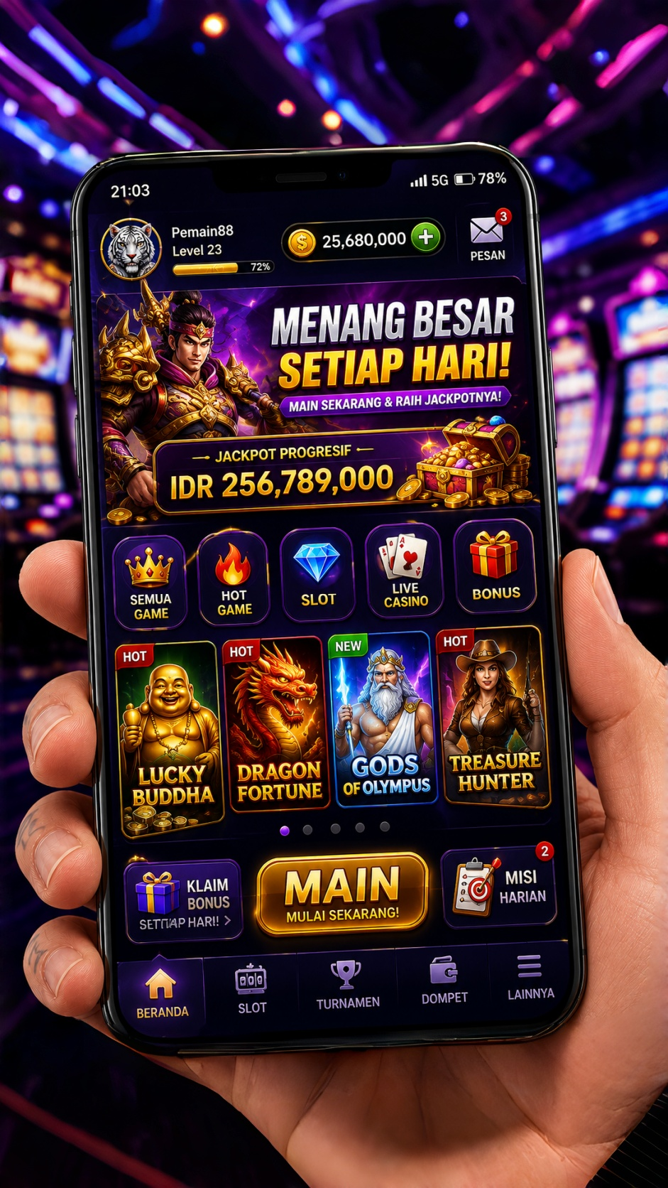 Tampilan antarmuka utama aplikasi dkk yang ramah pengguna.